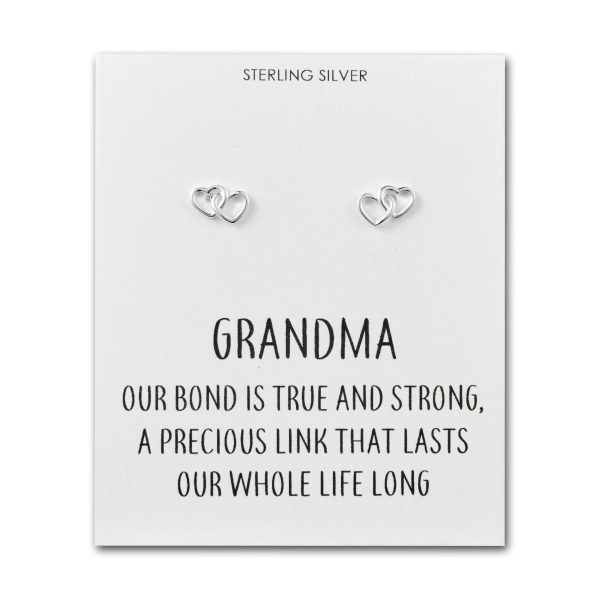 Sterling Silver Grandma Quote Heart Link Earrings