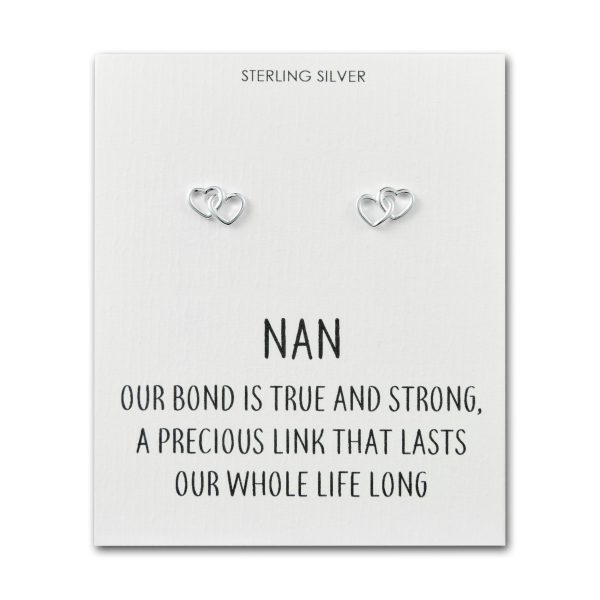 Sterling Silver Nan Quote Heart Link Earrings