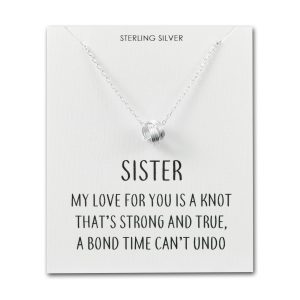 Sterling Silver Sister Quote Knot Necklace