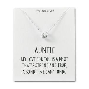 Sterling Silver Auntie Quote Knot Necklace