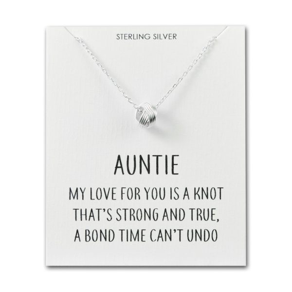 Sterling Silver Auntie Quote Knot Necklace