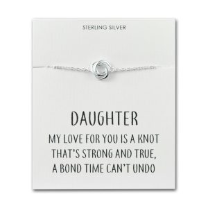 Sterling Silver Daughter Quote Knot Bracelet