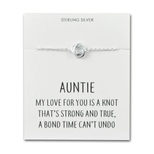 Sterling Silver Auntie Quote Knot Bracelet