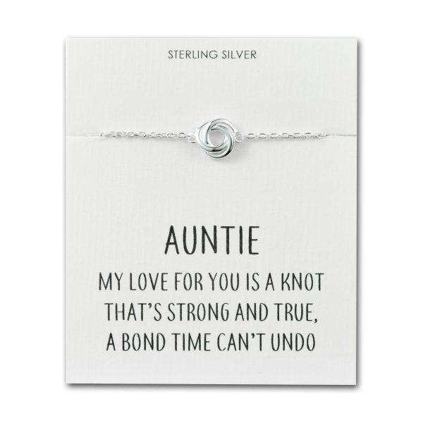 Sterling Silver Auntie Quote Knot Bracelet