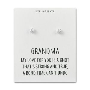 Sterling Silver Grandma Quote Knot Earrings