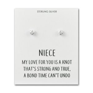 Sterling Silver Niece Quote Knot Earrings