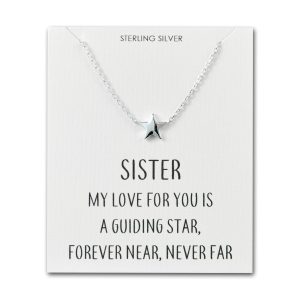 Sterling Silver Sister Quote Star Necklace