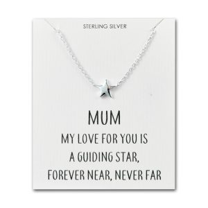 Sterling Silver Mum Quote Star Necklace