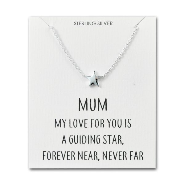 Sterling Silver Mum Quote Star Necklace