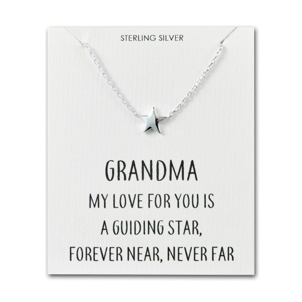 Sterling Silver Grandma Quote Star Necklace