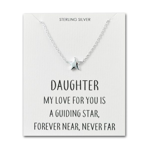 Sterling Silver Daughter Quote Star Necklace