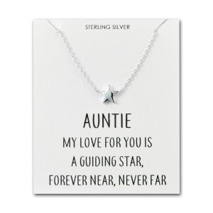 Sterling Silver Auntie Quote Star Necklace