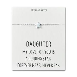 Sterling Silver Daughter Quote Star Bracelet