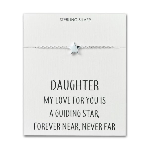 Sterling Silver Daughter Quote Star Bracelet