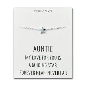 Sterling Silver Auntie Quote Star Bracelet