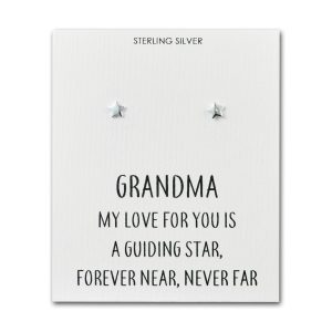 Sterling Silver Grandma Quote Star Earrings