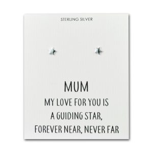 Sterling Silver Mum Quote Star Earrings