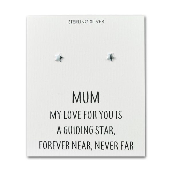 Sterling Silver Mum Quote Star Earrings