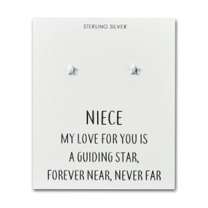 Sterling Silver Niece Quote Star Earrings