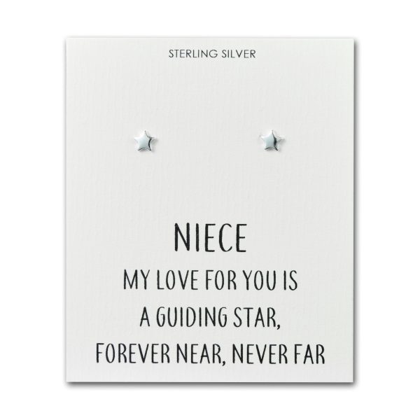 Sterling Silver Niece Quote Star Earrings