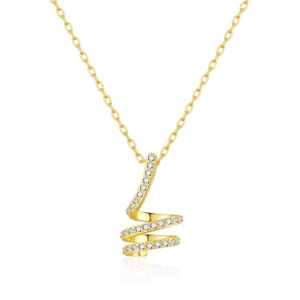 Gold Plated Spiral Twist Necklace Created with Zircondia® Crystals