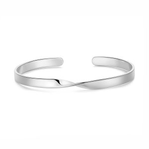 Silver Plated Twist Cuff Bangle