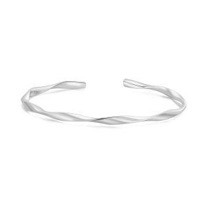 Silver Plated Spiral Cuff Bangle