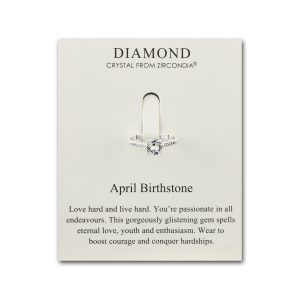 April (Diamond) Adjustable Birthstone Ring Created with Zircondia® Crystals