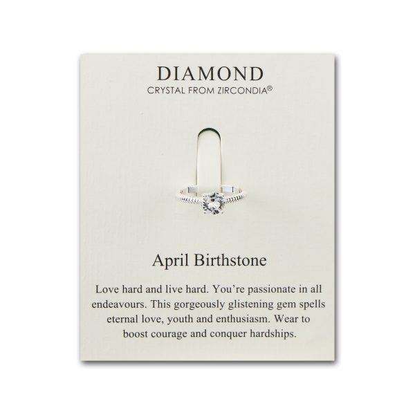 April (Diamond) Adjustable Birthstone Ring Created with Zircondia® Crystals