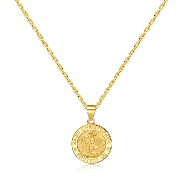 Gold Plated Sterling Silver St Christopher Necklace