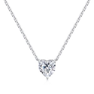 Sterling Silver Heart Solitaire Necklace Created with Zircondia® Crystals