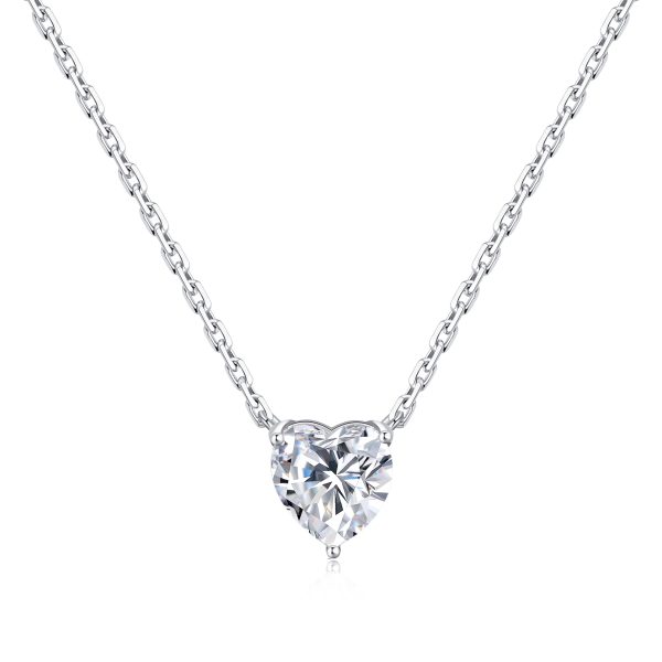 Sterling Silver Heart Solitaire Necklace Created with Zircondia® Crystals