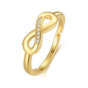 Gold Plated Infinity Ring Created with Zircondia® Crystals