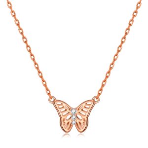 Rose Gold Plated Butterfly Necklace Created with Zircondia® Crystals