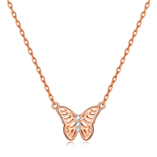 Rose Gold Plated Butterfly Necklace Created with Zircondia® Crystals