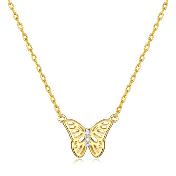 Gold Plated Butterfly Necklace Created with Zircondia® Crystals