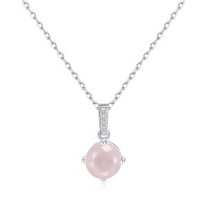 Sterling Silver Rose Quartz Gemstone Necklace