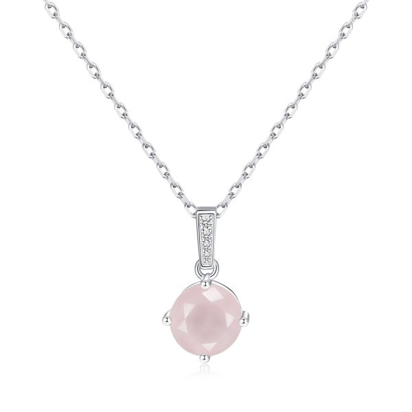 Sterling Silver Rose Quartz Gemstone Necklace