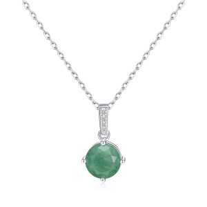 Sterling Silver Green Aventurine Gemstone Necklace