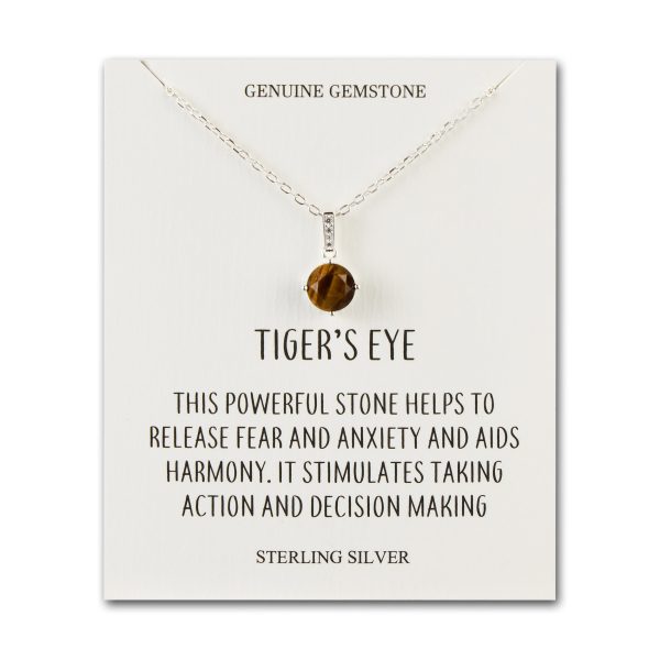 Sterling Silver Tigers Eye Gemstone Necklace with Quote Card