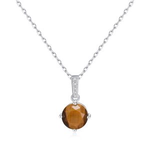 Sterling Silver Tigers Eye Gemstone Necklace