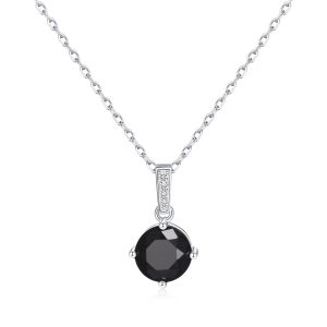 Sterling Silver Black Onyx Gemstone Necklace