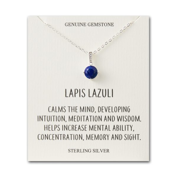 Sterling Silver Lapis Gemstone Necklace with Quote Card