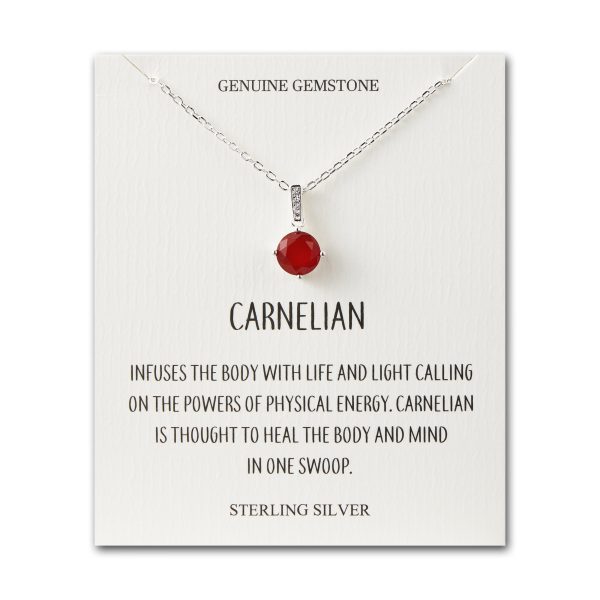 Sterling Silver Carnelian Gemstone Necklace with Quote Card