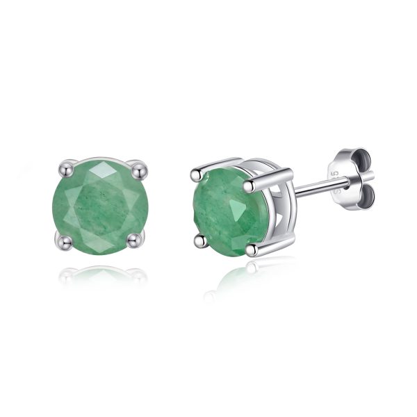 Sterling Silver Green Aventurine Gemstone Earrings