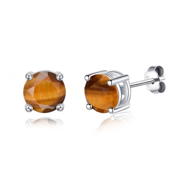 Sterling Silver Tigers Eye Gemstone Earrings