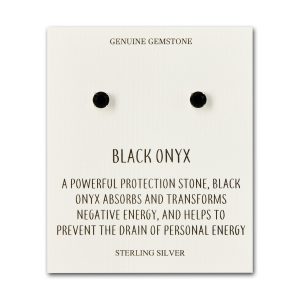 Sterling Silver Black Onyx Gemstone Earrings with Quote Card