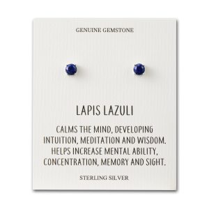 Sterling Silver Lapis Gemstone Earrings with Quote Card