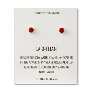 Sterling Silver Carnelian Gemstone Earrings with Quote Card