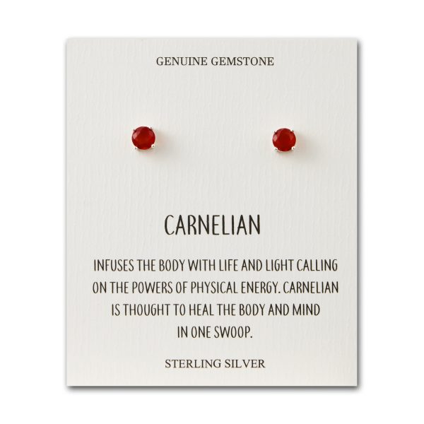 Sterling Silver Carnelian Gemstone Earrings with Quote Card